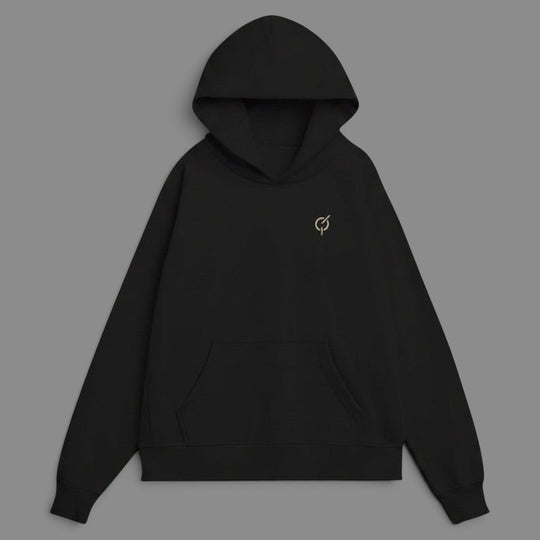 area 609 The Founders Hoodie in black heavyweight organic French terry cotton with a relaxed fit and cross-front hood.