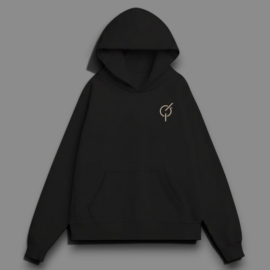 area 609 The Founders Hoodie in black heavyweight organic French terry cotton with a relaxed fit and cross-front hood.