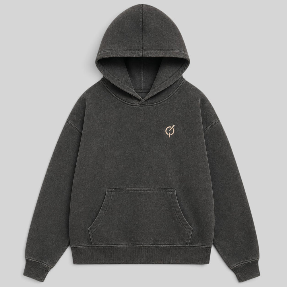area 609 The Founders Hoodie in pigment black with an oversized boxy fit, heavyweight fleece, and embroidered logo.