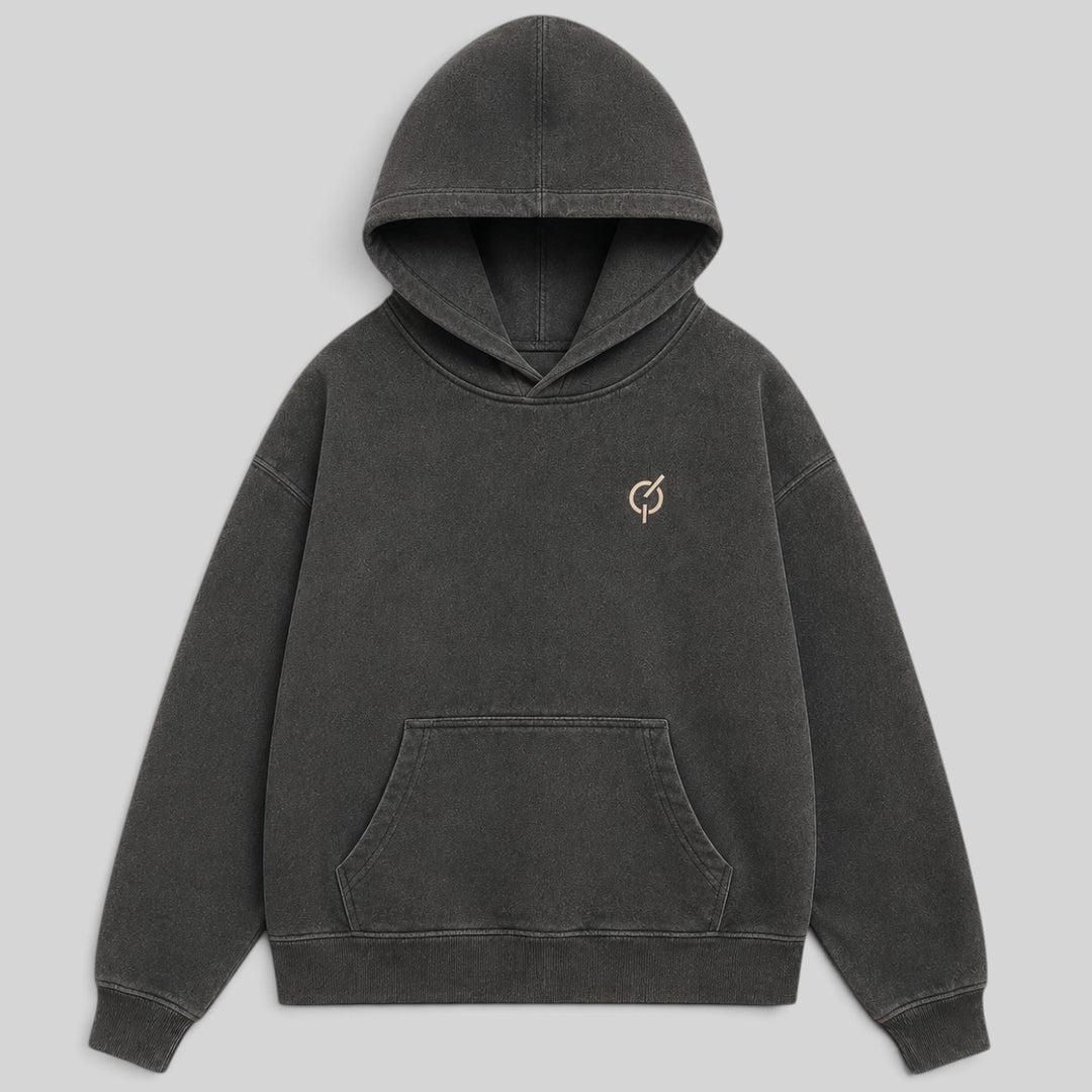 area 609 The Founders Hoodie in pigment black with an oversized boxy fit, heavyweight fleece, and embroidered logo.