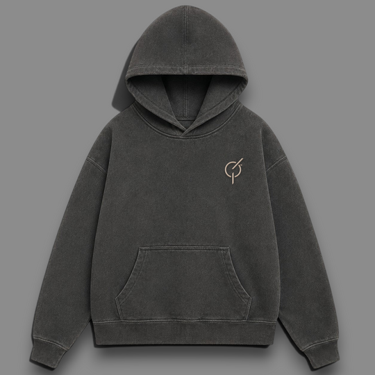 area 609 The Founders Hoodie in pigment black with an oversized boxy fit, heavyweight fleece, and embroidered logo.