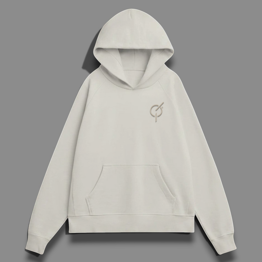 area 609 The Founders Hoodie in parchment organic French terry cotton with a relaxed fit and cross-front hood