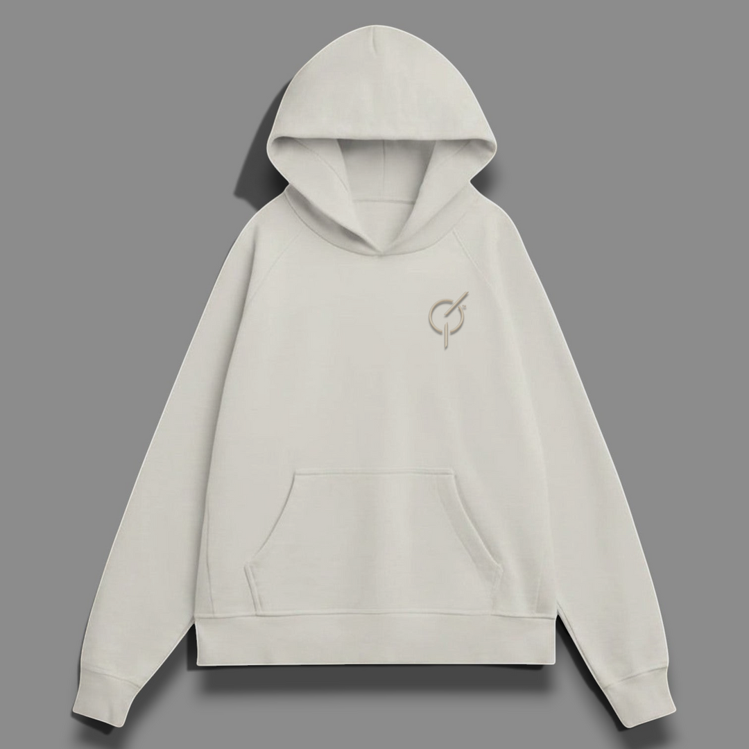 area 609 The Founders Hoodie in parchment organic French terry cotton with a relaxed fit and cross-front hood