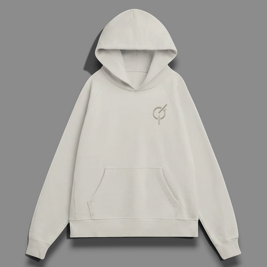 area 609 The Founders Hoodie in parchment organic French terry cotton with a relaxed fit and cross-front hood