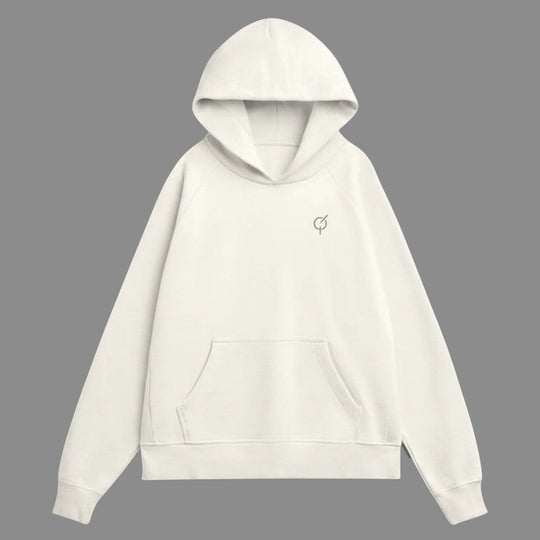 area 609 The Founders Hoodie in parchment organic French terry cotton with a relaxed fit and cross-front hood