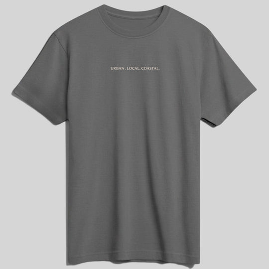 area 609 slate grey SUPIMA cotton t-shirt with URBAN LOCAL COASTAL embroidery on the chest